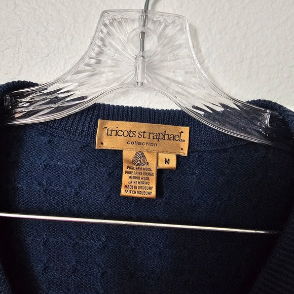 Tricot St. Raphael Blue Button Front Wool Vest Size medium - Picture 2 of 4